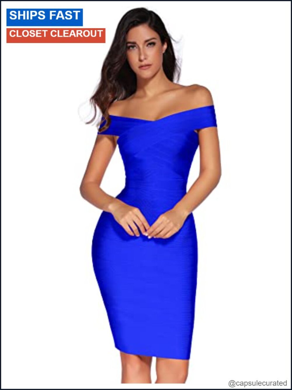 Off Shoulder Bandage Bodycon Party Dress Rayon Knee Length